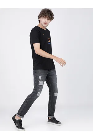 LocoMotive Men Black Slim Fit Mid-Rise Highly Distressed Stretchable Jeans