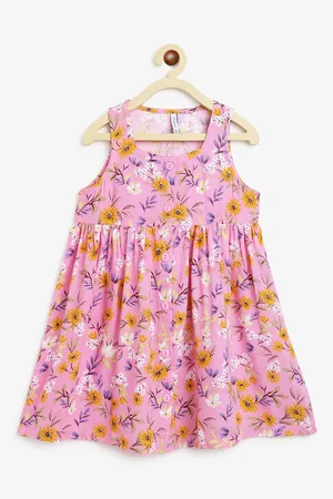 Campana Girls Square Neck Floral Printed Fit And Flare Dress