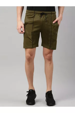 Maniac Men Olive Green Slim Fit Running Sports Shorts