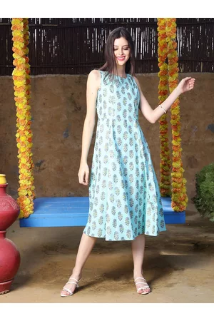 Sera Ethnic Motifs Printed A-Line Midi Ethnic Dress