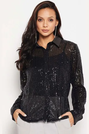 CAMLA Embellished Sequinned Sheer Shirt