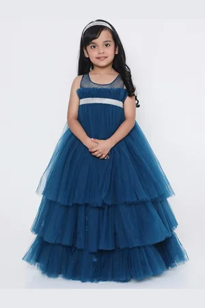 KID1 Girls Embellished Net Fit & Flare Maxi Dress