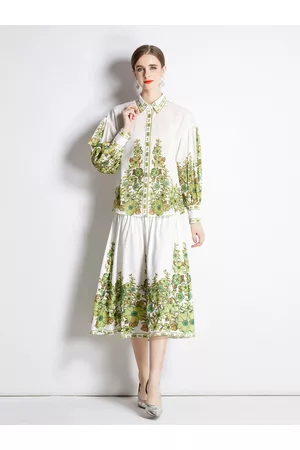 JC Collection Women Printed Shirt with Skirt