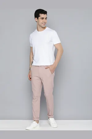 Mast & Harbour Men Rose Self Designed Textured Chinos Trousers