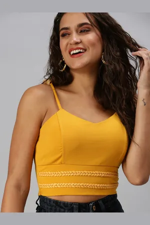 SHOWOFF Women Mustard Yellow Crop Top