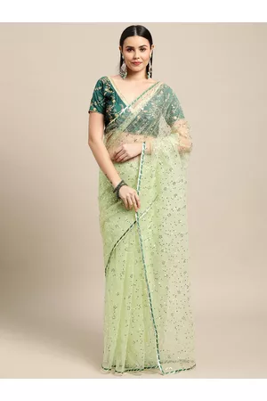 Warthy Ent Embellished Sequinned Net Saree