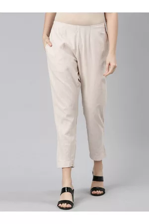 Marcia Women Smart Slim Fit Mid-Rise Pure Cotton Trousers