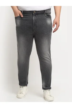 Pluss Men Plus Size Comfort Regular-Fit Light Fade Stretchable Cotton Jeans