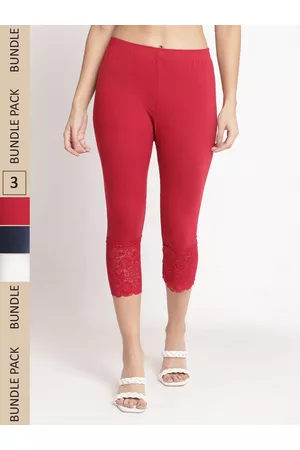 GRACIT Women Maroon & Navy Blue Skinny Fit Capris