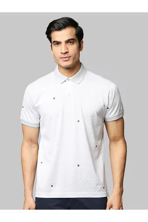 Park Avenue Men Grey Polo Collar Slim Fit T-shirt