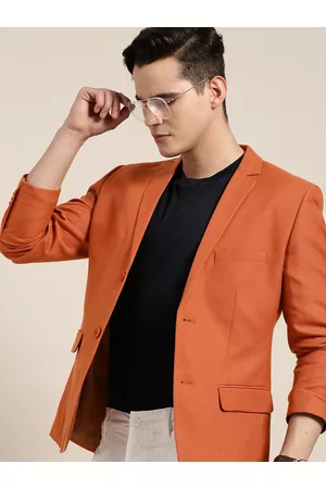 Invictus Men Notched Lapel Collar Slim-Fit Textured Blazer