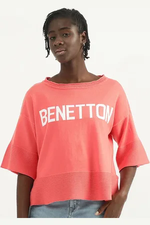 Benetton Printed Extended Sleeves Boxy Cotton Top