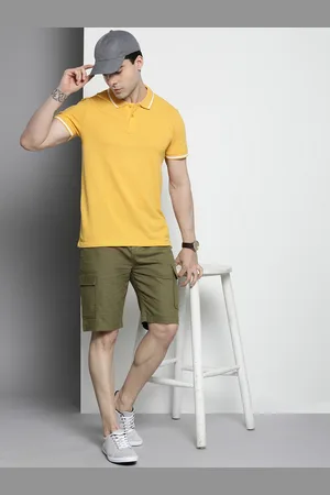 The Indian Garage Co Men Linen Cotton Slim Fit Cargo Shorts