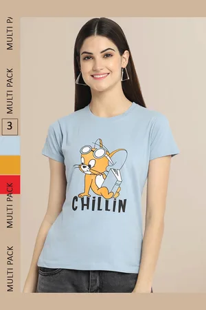 Fabflee Women Pack of 3 Printed Cotton T-shirt