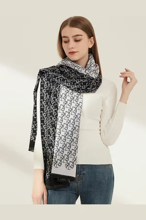 JC Collection Women Black & White Printed Scarf