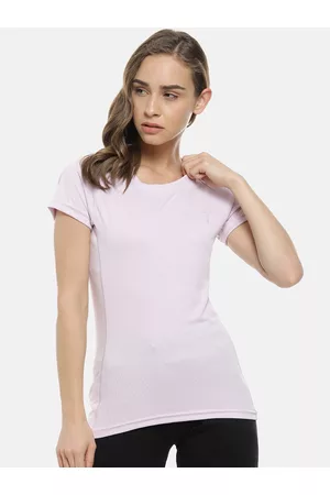 Campus Women Purple Solid Round Neck T-shirt