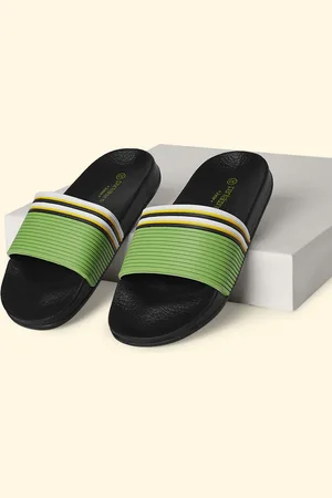 Pantaloons Boys Green & White Rubber Sliders