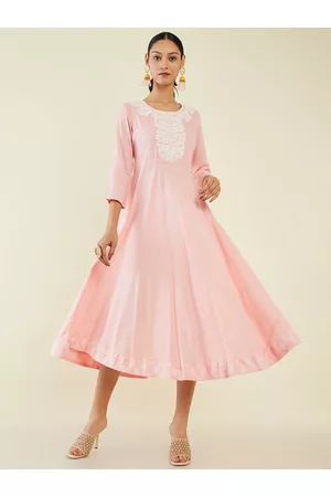 Soch Ethnic Embroidered A-Line Midi Dress