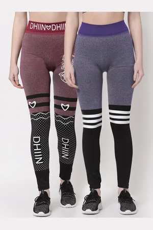 KLOTTHE Women Set of 2 Blue & Burgundy Printed Skinny Fit Jeggings