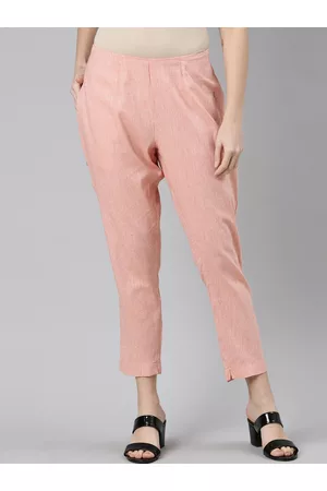 Marcia Women Smart Slim Fit Cropped Pure Cotton Trousers