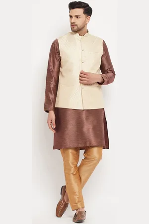 Vastramay Ethnic Motifs Woven Design Jacquard Kurta with Pyjamas & Nehru Jacket