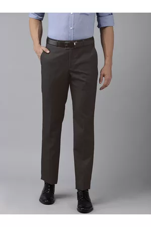 Park Avenue Men Checked Smart Regular Fit Mid-Rise Plain Woven Flat-Front Formal Trousers