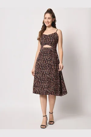 CHARMGAL Animal Georgette Midi Dress