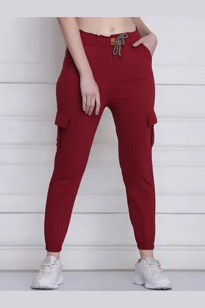 BuyNewTrend Women Maroon Comfort Slim Fit Joggers Trousers