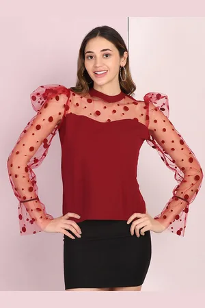 BuyNewTrend Maroon Lace Top