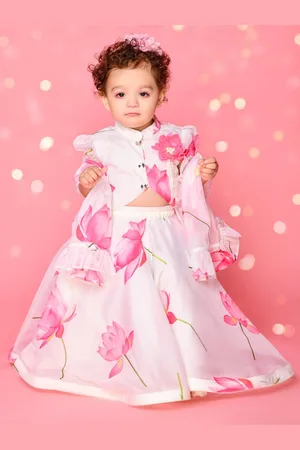 SAKA DESIGNS Girls Floral Printed Corsage Ready to Wear Lehenga Choli With Dupatta
