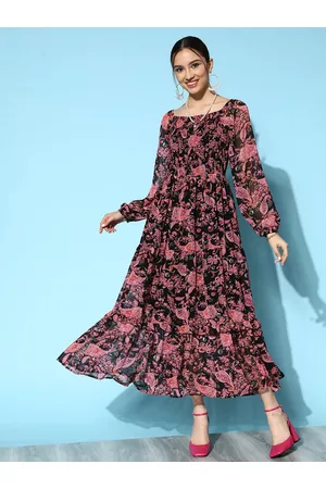 Ishin Floral Georgette Maxi Dress