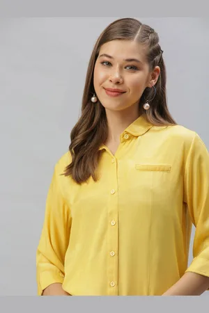 SHOWOFF Women Yellow Comfort Regular Fit Casual Shirt