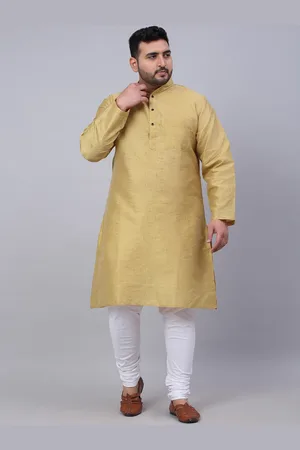 KLOTTHE Men Plus Size Mandarin Collar Straight Kurta