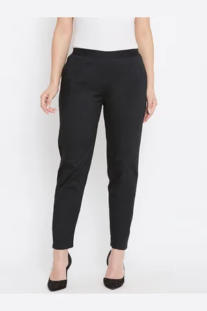 Castle Women Mid Rise Cotton Smart Slim Fit Pleated Trousers