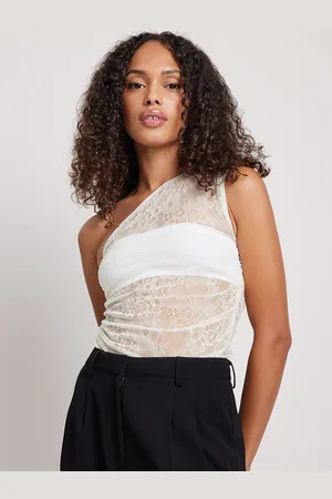 NA-KD Lace Inserted One Shoulder Fitted Top
