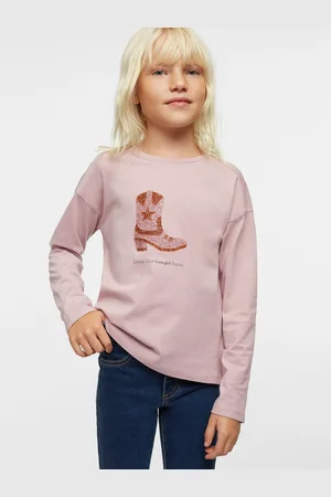 MANGO Girls Pure Cotton Stone Embellished T-shirt