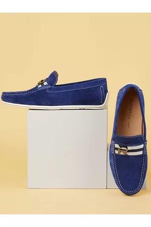 Ruosh Men Striped Leather Penny Loafers