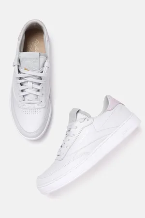 Reebok Women Grey & White Perforated Club C Clean Sneakers