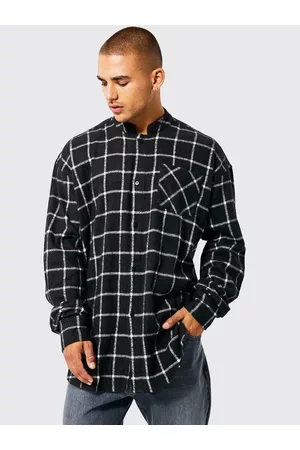 Boohoo Checked Oversized Pure Cotton Casual Shirt