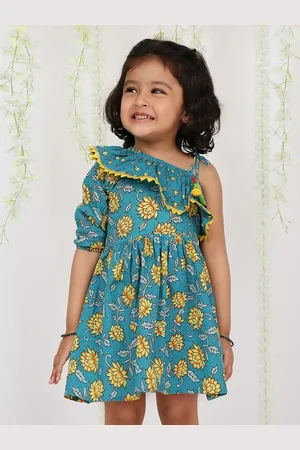 KID1 Girls Floral Printed One shoulder Fit & Flare Dress