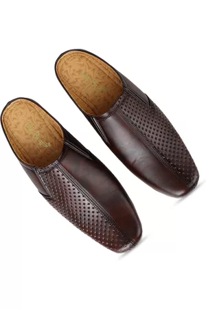 HikBi Men Textured Leather Formal Slip-Ons