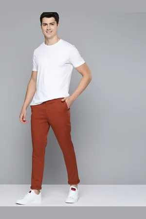 Mast & Harbour Men Rust Orange Solid Trousers