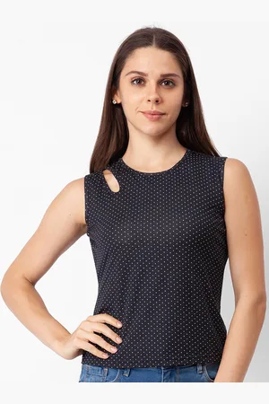 Globus Black & White Polka Dots Print Cut-Out Monochrome Top