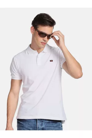 Flying Machine Pattern Knit Cotton Polo Shirt