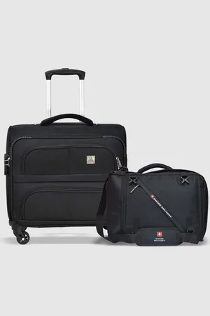 Swiss Military Set Of 2 Soft-Sided Overnighter Trolley Bag & Backpack With Sling Bag