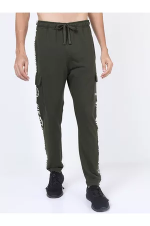 Ketch Men Olive Typography Printed Track Pants