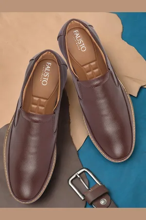 FAUSTO Men Textured Slip-On Formal Shoes