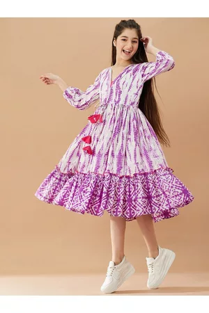 pspeaches Girls Tie And Dye Cotton A-Line Midi Dress