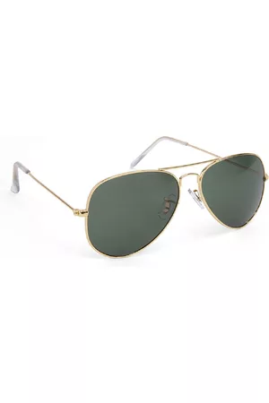 Sunnies Unisex Green Lens & Gold-Toned Aviator Sunglasses with UV Protected Lens