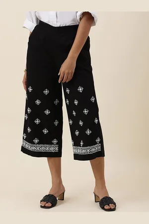 Fabindia Women Comfort Floral Embroidered Cotton Culottes